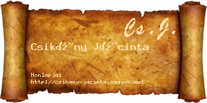 Csikány Jácinta névjegykártya